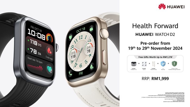 HUAWEI LAUNCHES HUAWEI WATCH D2: NEXT-GENERATION MEDICALLY CERTIFIED AMBULATORY BLOOD PRESSURE MONITORING ON WRIST