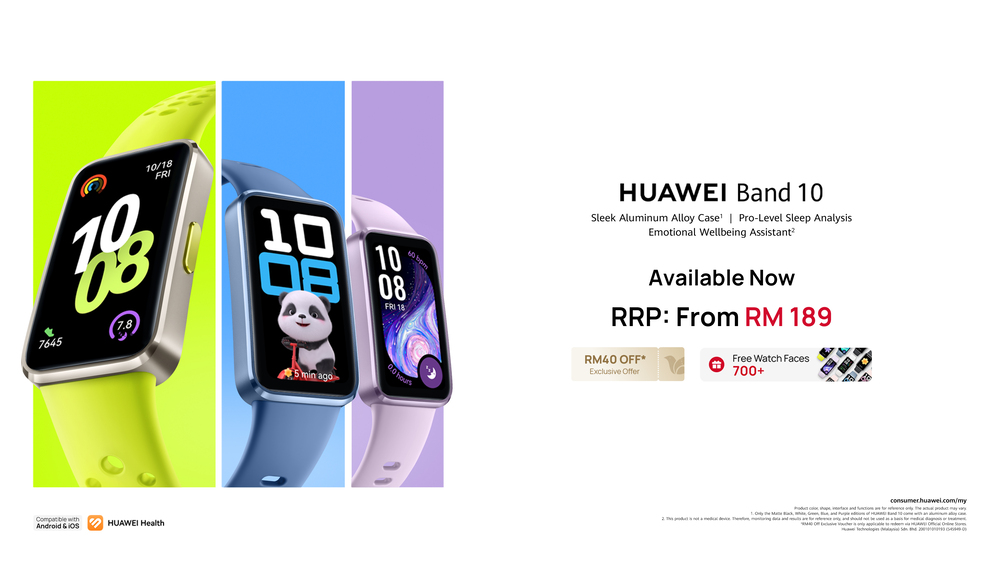 THE HUAWEI BAND 10 BRINGS SMARTWATCH-LEVEL FEATURES UNDER RM150 AND IS NOW AVAILABLE NATIONWIDE